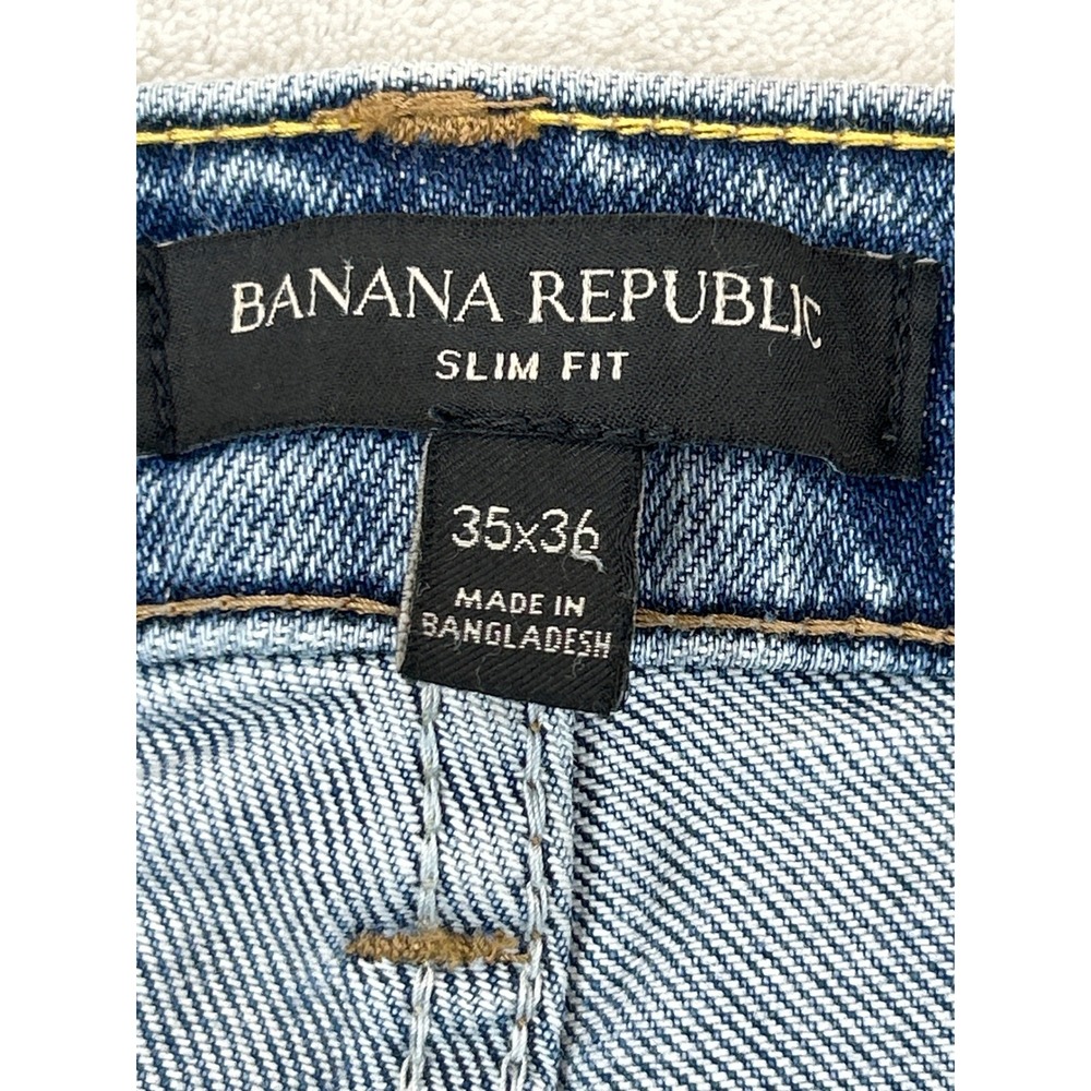 Banana Republic Jeans Mens 35x36 Blue Slim Fit Medium Wash Stretch Denim - Picture 4 of 9